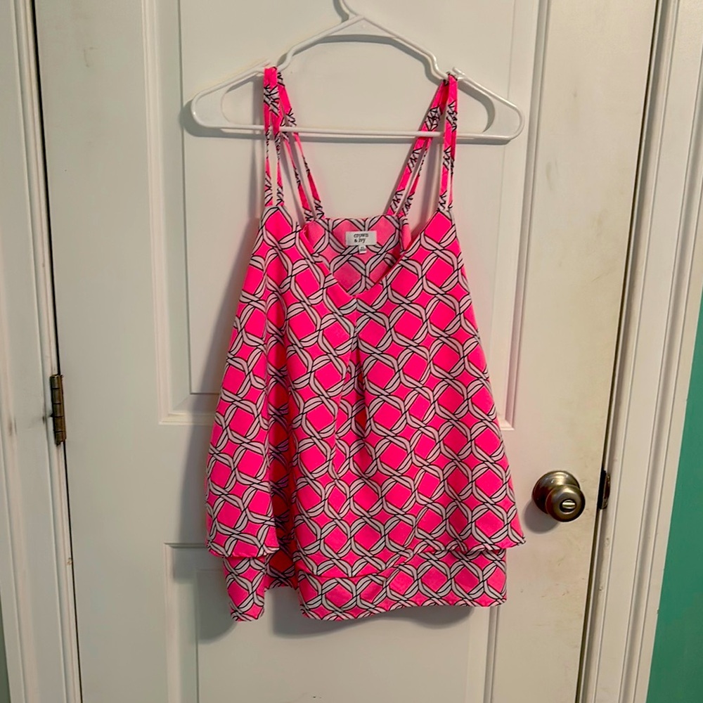 Pink Geometric Pattern Tank Top